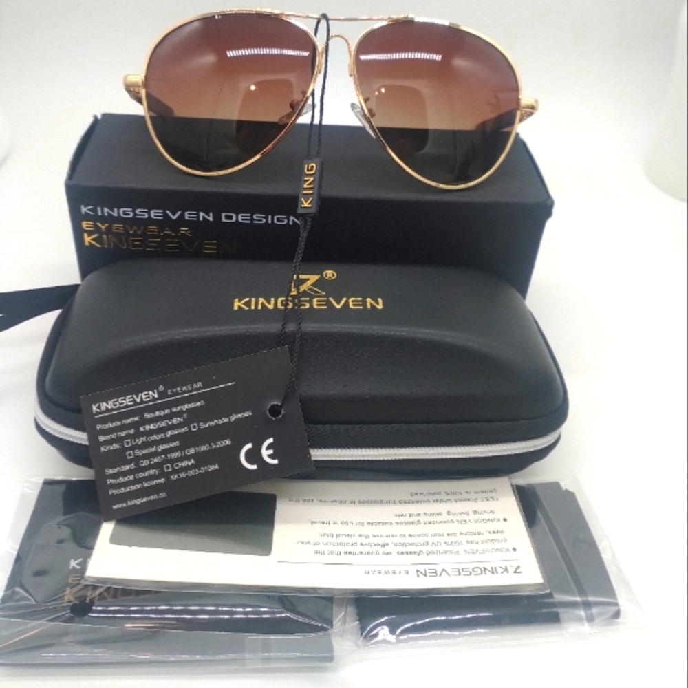 Unisex Kingseven Designer Polarized Sunglasses Gold Gradient Brown